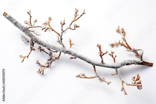 natural winter twig with lichens isolated seasonal