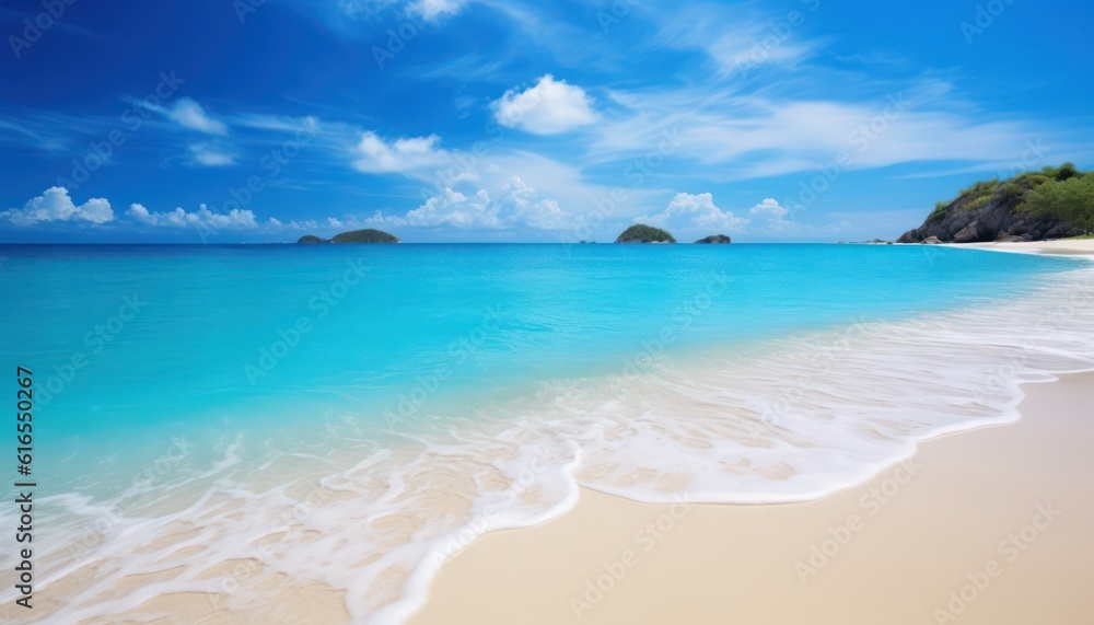 Breathtaking sandy beach next to a clear ocean