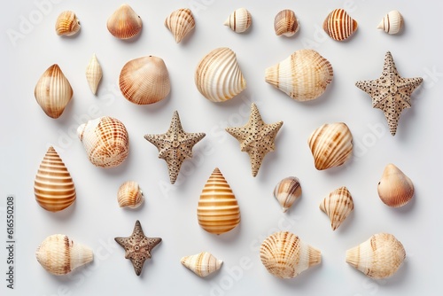 set collection of small sea shells a conch
