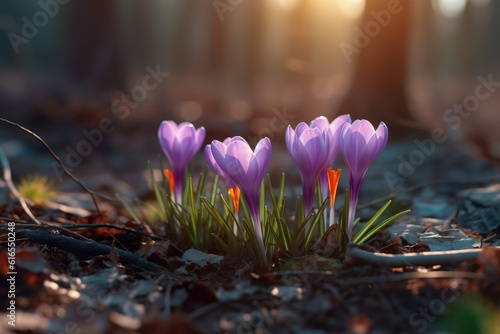 spring crocus flowers in the morning © Jodie