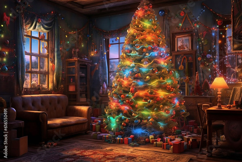 christmas tree in room Ai generative © Agnieszka