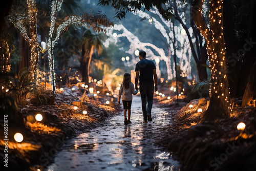 People walking in the park on christmas Ai generative © Agnieszka