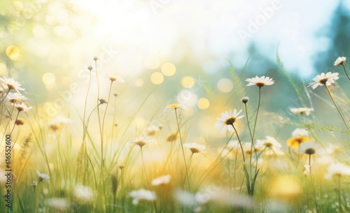 Chamomile summer meadow. Illustration AI Generative.