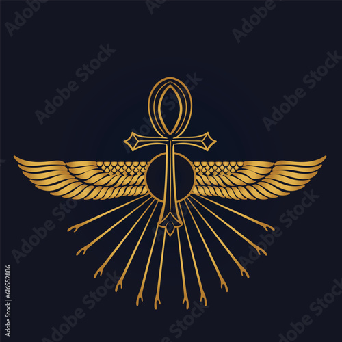 Holy Egyptian eye of horus with wings and Ra vector 