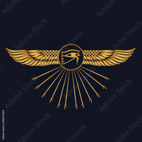 Egyptian wings And eye of horus VECTOR