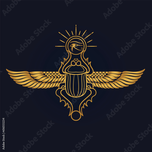  Egyptian Scarab and Holy Egyptian eye of horus with wings
