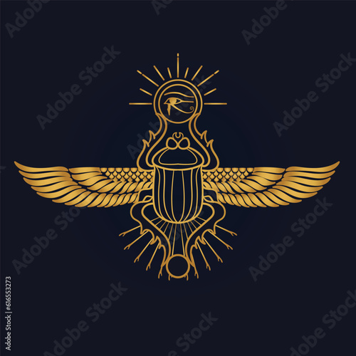  Egyptian Scarab and Holy Egyptian eye of horus with wings