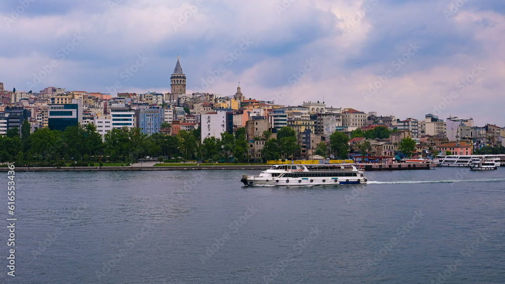 Galata Tower golden horn and mosque in Istanbul Galata Tower golden horn and mosque in Istanbul