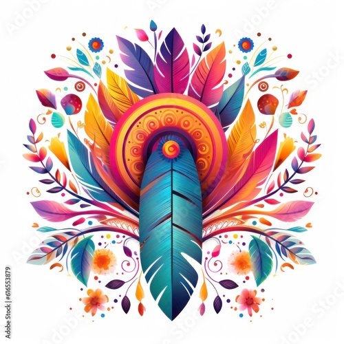 Vivid boho rainbow design background. Illustration AI Generative.