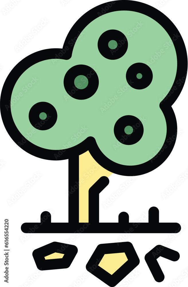 Obraz premium Expedition fruit tree icon. Outline Expedition fruit tree vector icon for web design isolated on white background color flat