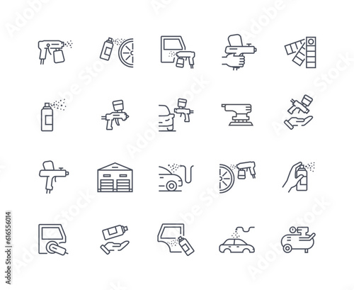 Car paint icons vector outline