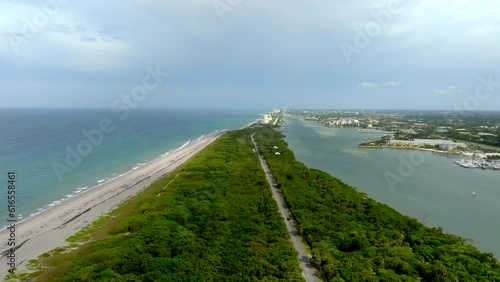 Aerial video The Nature Conservancy Blowing Rocks Preserve Hobe Sound Florida photo