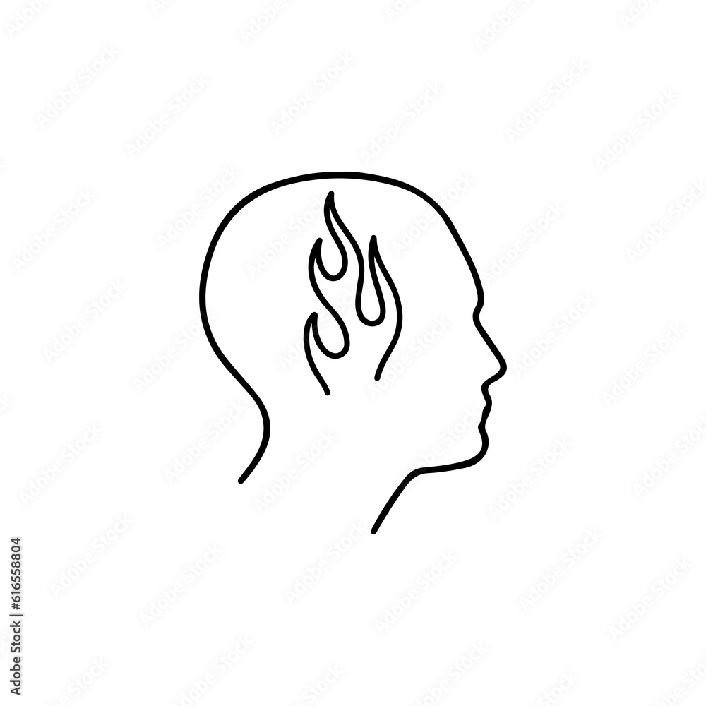 vector illustration of human head with fire concept