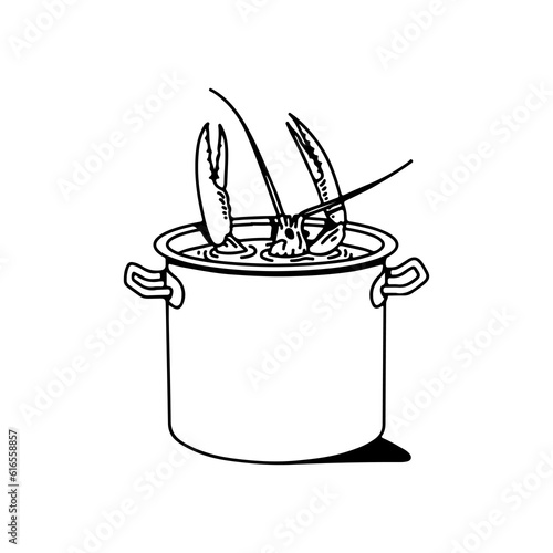 vector illustration of a cauldron filled with lobsters