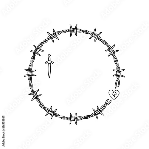 vector illustration of coiled barbed wire