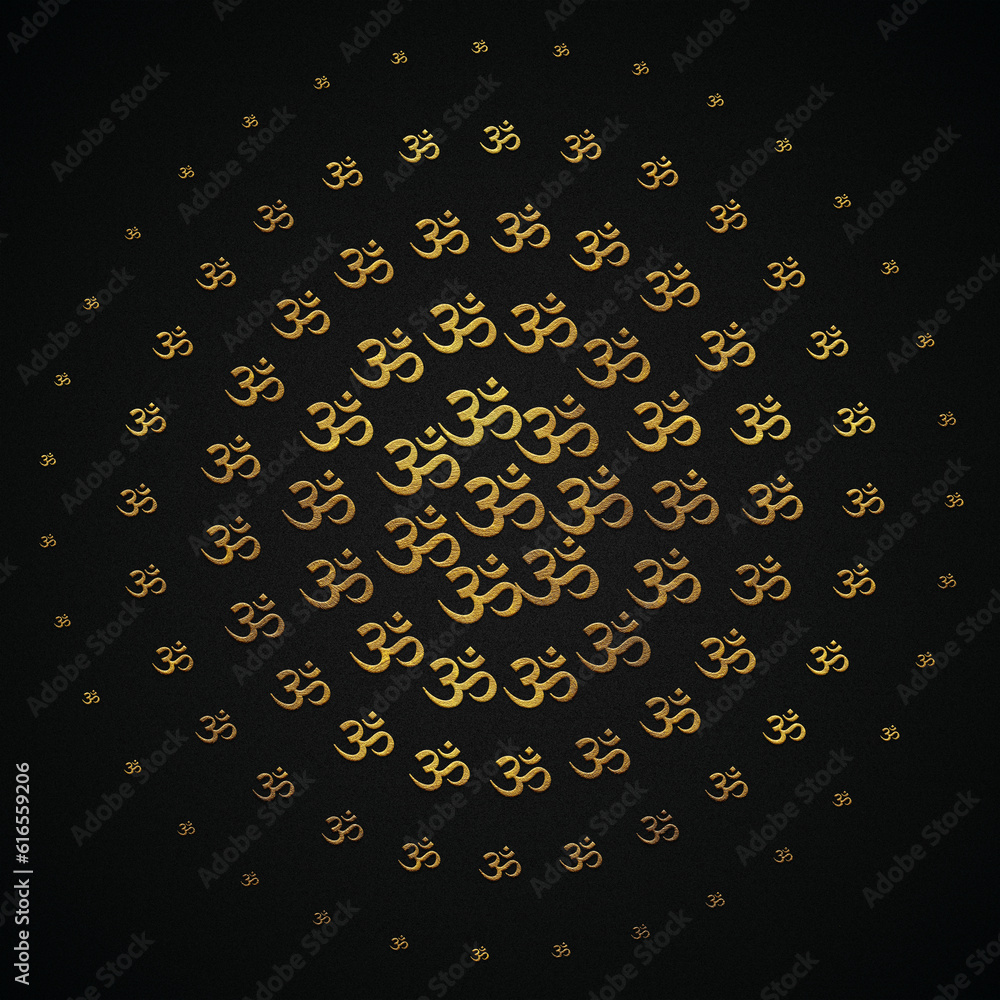 Om Mantra in Circle golden hindi calligraphy text of lord shiva design, banner, background. - obrazy, fototapety, plakaty 