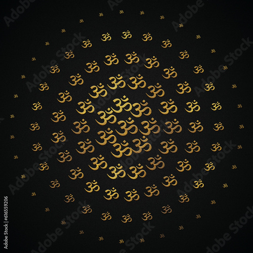 Canvastavla Om Mantra in Circle golden hindi calligraphy text of lord shiva design, banner, background