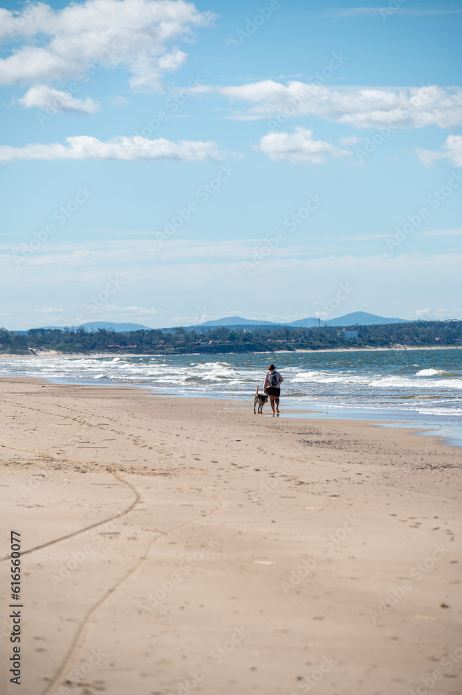 Fishermen on the beach of the tourist city of Atlántida in Canelones, Uruguay..