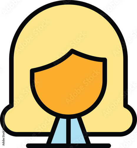 Beauty wig icon. Outline Beauty wig vector icon for web design isolated on white background color flat