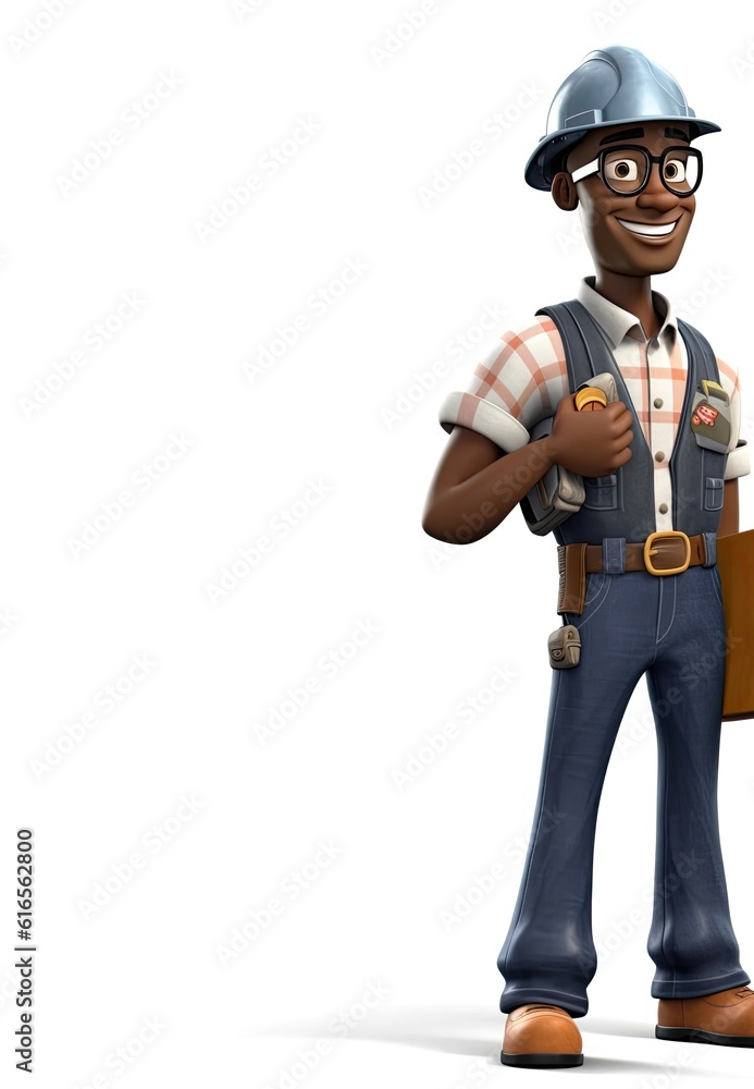 Black Male Engineer Isolated White Background Good Looking With Copy Space Generative AI Black Male Engineer Isolated White Background Good Looking With Copy Space Generative AI