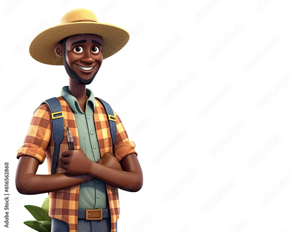 Black Man Farmer Isolated White Background Handsome With Copyspace Generative AI Black Man Farmer Isolated White Background Handsome With Copyspace Generative AI