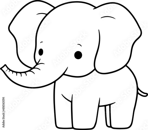 Elephant vector illustration. Black and white outline Elephant coloring book or page for children