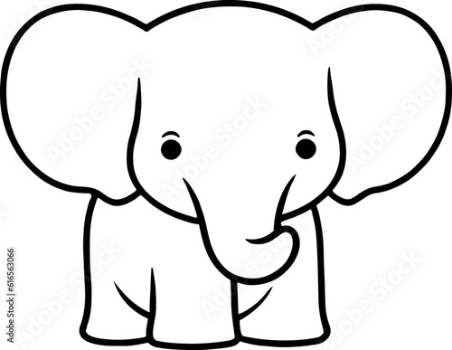 Elephant logo vector illustration. Black and white outline Elephant coloring book or page for children