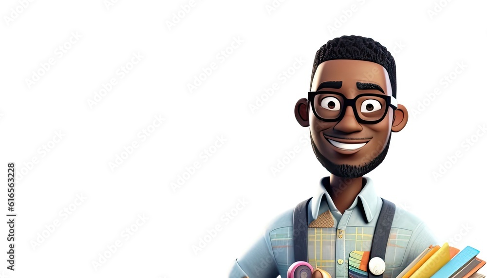 Black Man Librarian Isolated White Background Good Looking With Copyspace Generative AI Black Man Librarian Isolated White Background Good Looking With Copyspace Generative AI