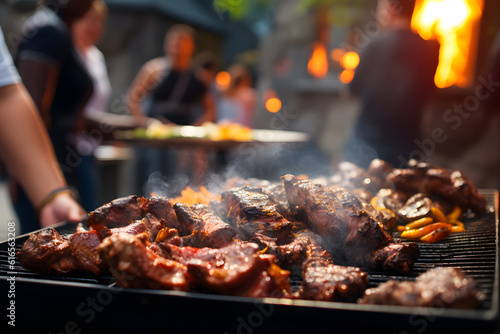 Grilling Meat at an Outdoor Event - Generative AI