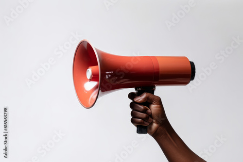 African american persons hand holding an announcement megaphone © ink drop