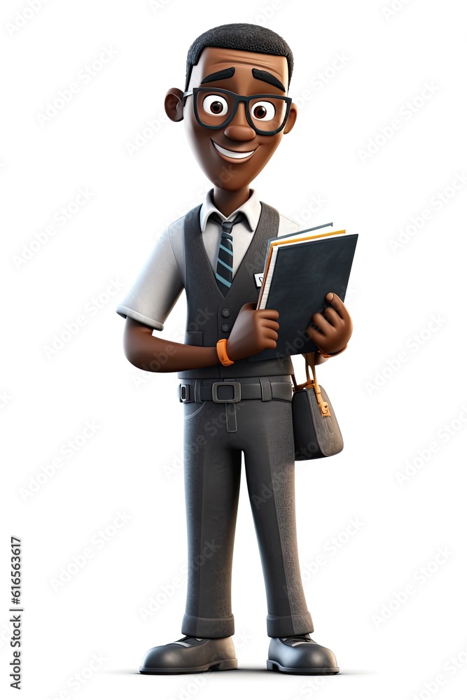 Black Male Social Worker Isolated White Backdrop Charming With Copyspace Generative AI Black Male Social Worker Isolated White Backdrop Charming With Copyspace Generative AI
