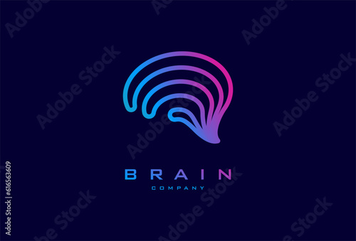 Brain Logo, modern brain logo style , usable for technology and company logos, flat design logo template, vector illustration