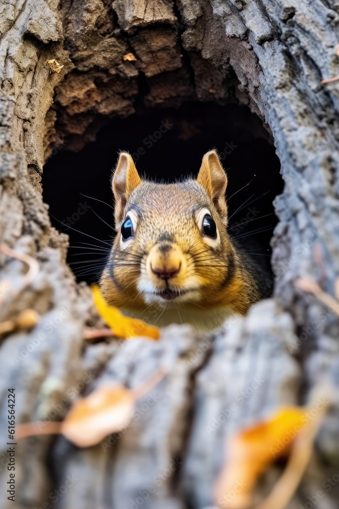 a squirrel looking out of a hole in a tree a squirrel looking out of a hole in a tree
