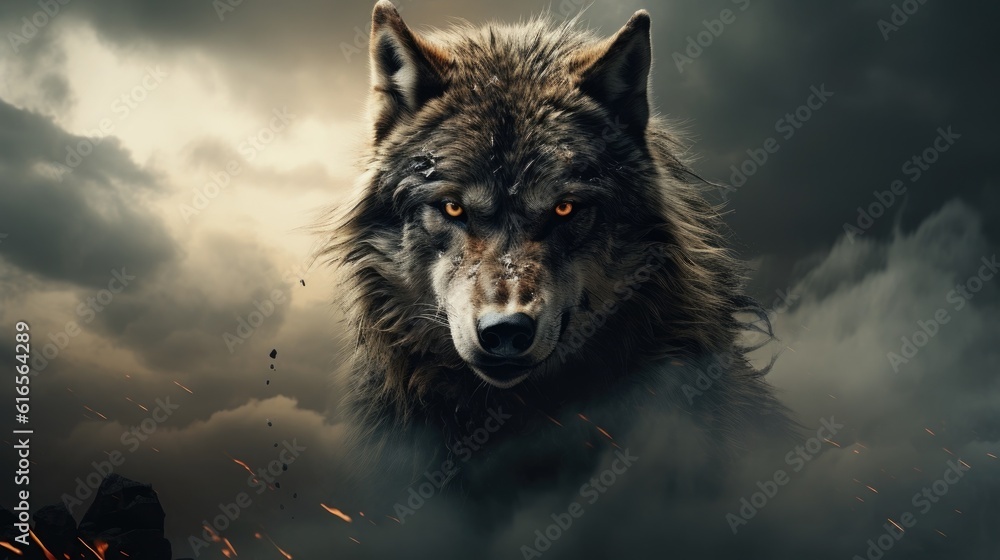 a wolf with smoke and flames a wolf with smoke and flames