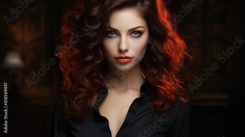 a woman with red hair