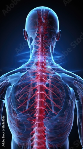 a back of a person with nervous system