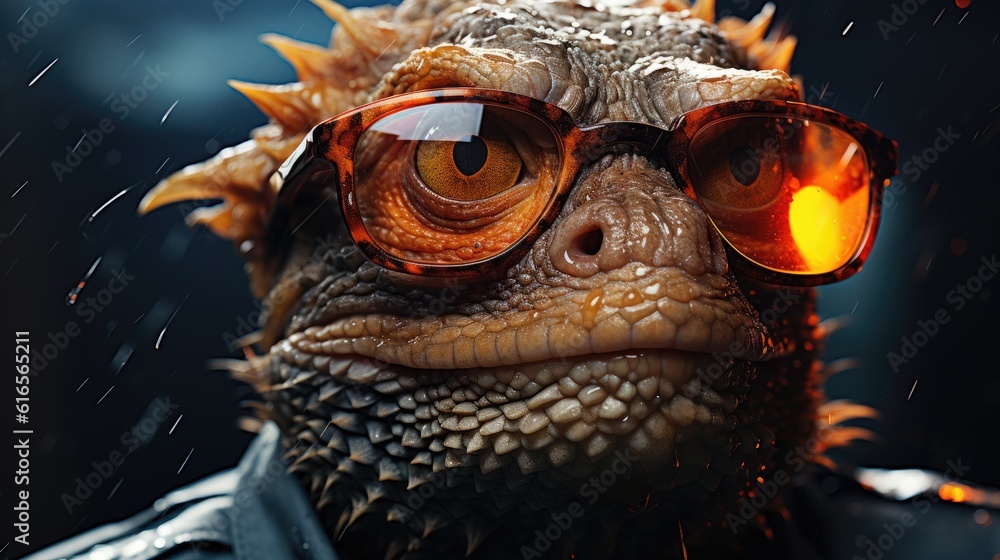 a lizard wearing glasses a lizard wearing glasses