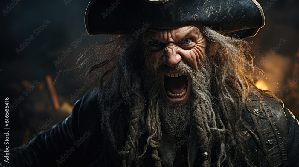Obraz premium a man in a pirate hat screaming