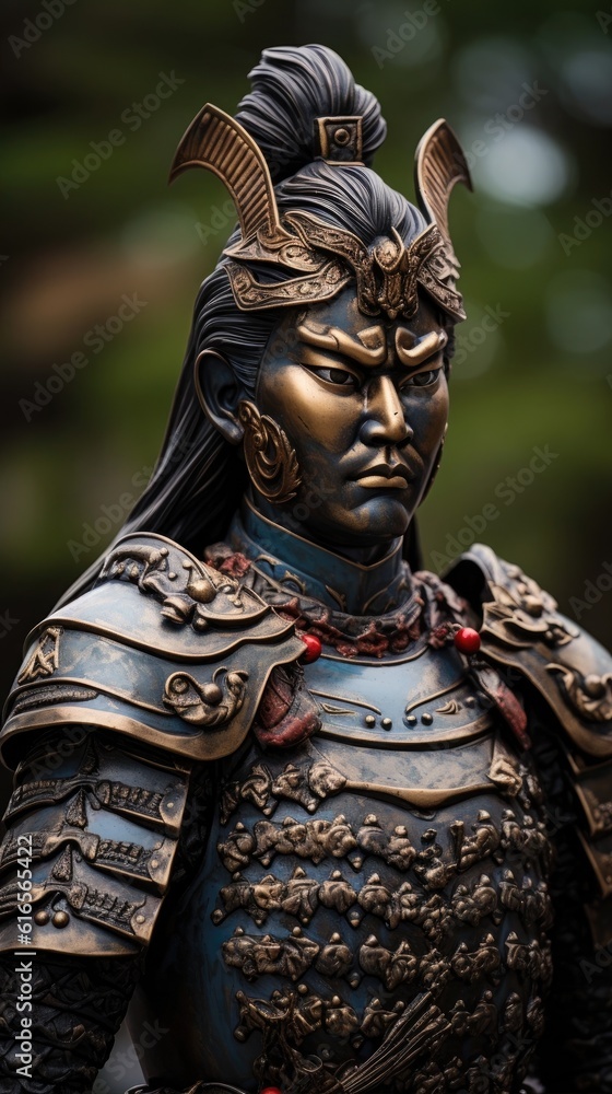 a statue of a man wearing armor