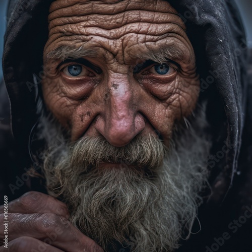 old and tired man close up