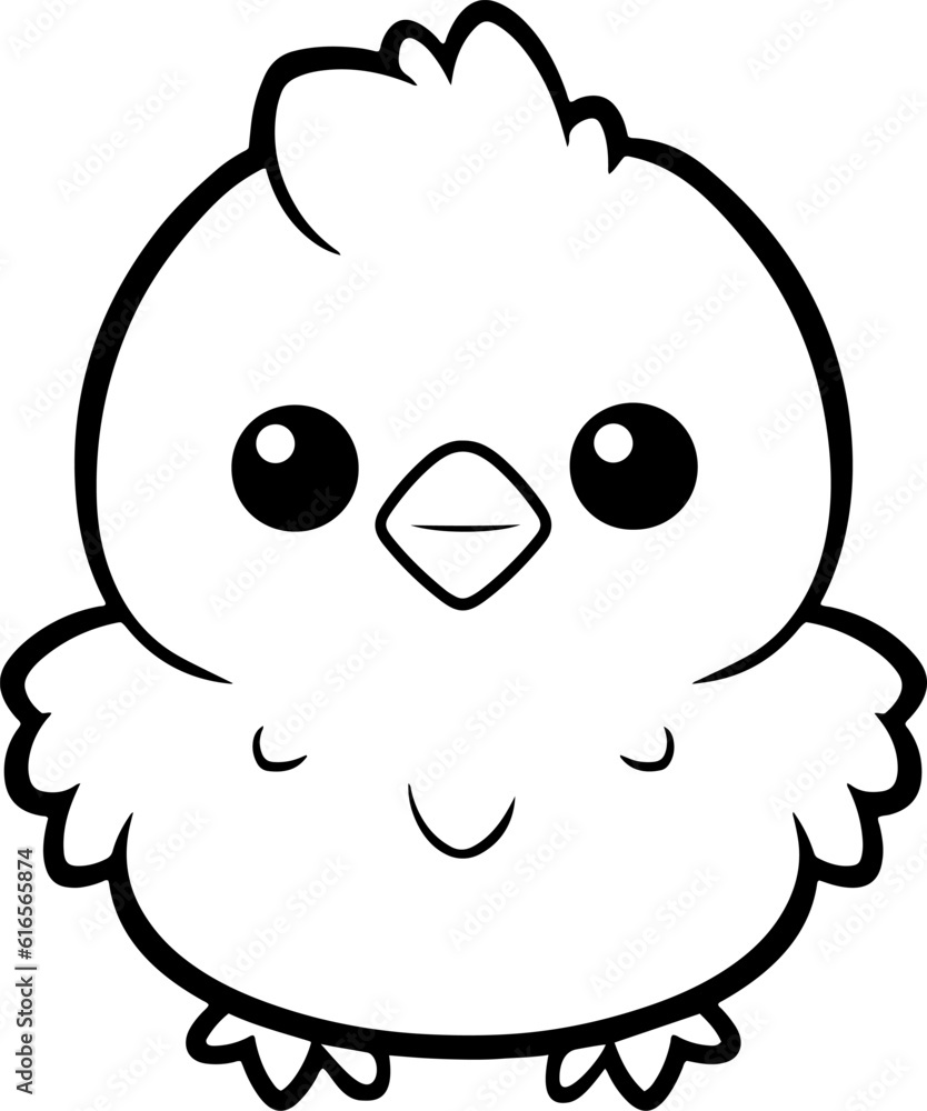 Chicken vector illustration. Black and white outline Chicken coloring book or page for children Chicken vector illustration. Black and white outline Chicken coloring book or page for children