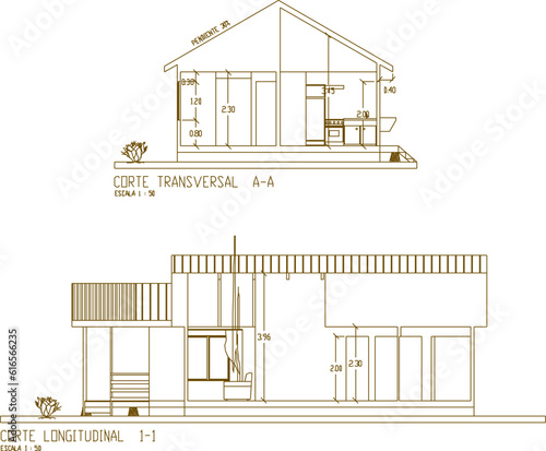 Vector sketch illustration of a simple tiny wooden house design by the beach
