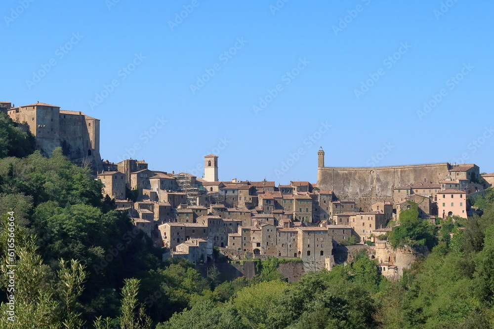 Skyline view of the town of Sorrano, Tuscany, Italy
