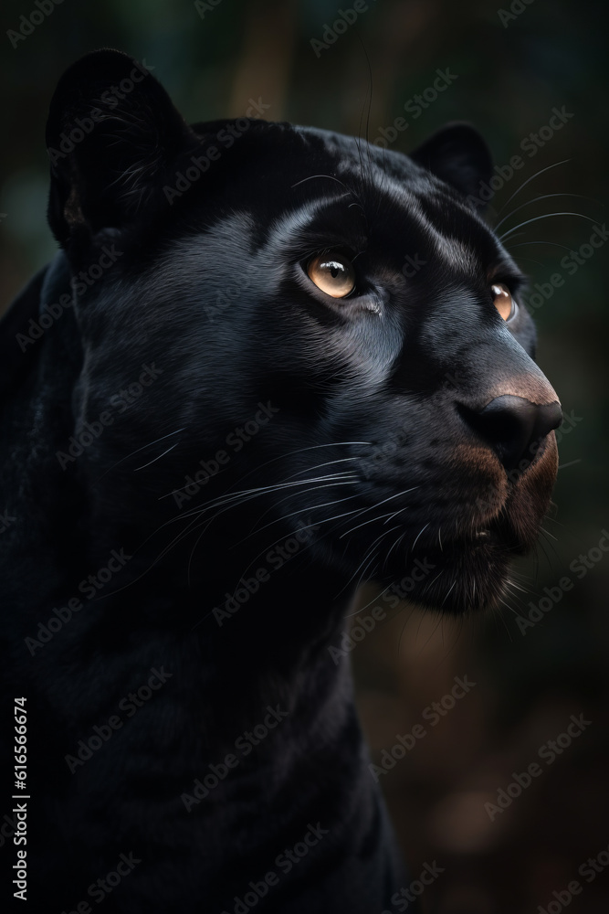 Portrait of Panther Dramatic and Cinematic Lighting Photography, Generative AI