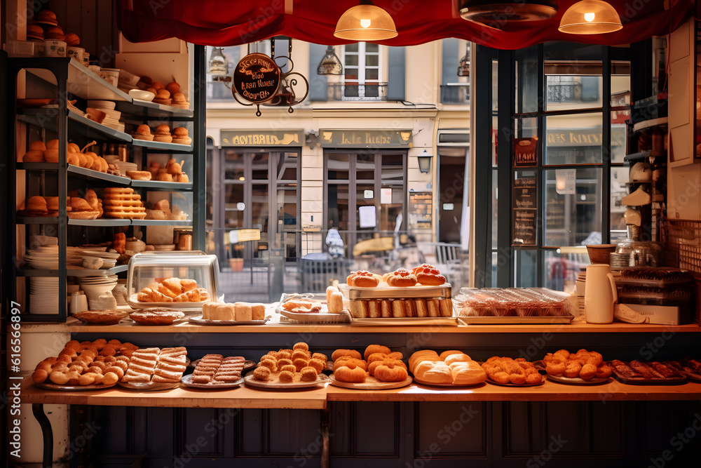 Charming French Bakery Interior - Generative AI