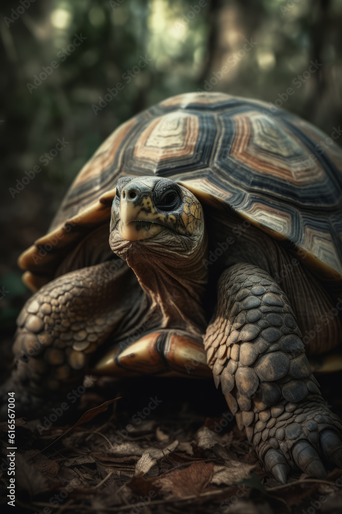 Obraz premium Portrait of Turtle Dramatic and Cinematic Lighting Photography, Generative AI