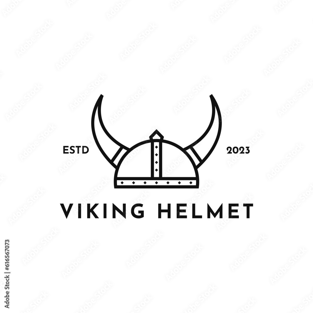 Fototapeta premium Viking Helmet Elegant Logo Design Vintage