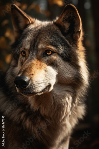 Portrait of Wolf Dramatic and Cinematic Lighting Photography  Generative AI