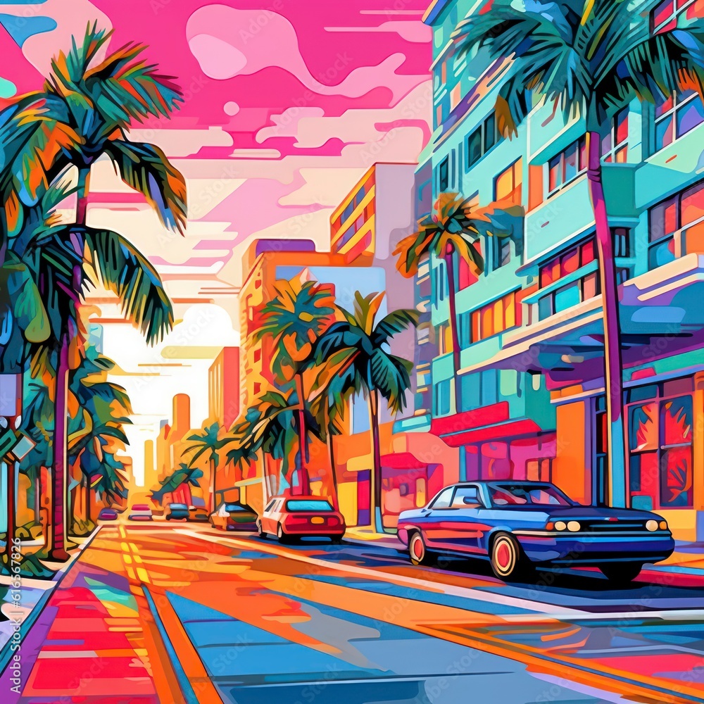 Fototapeta premium vibrant color city illustration