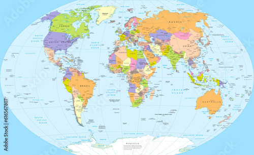 Political world map Winkel-Tripel projection